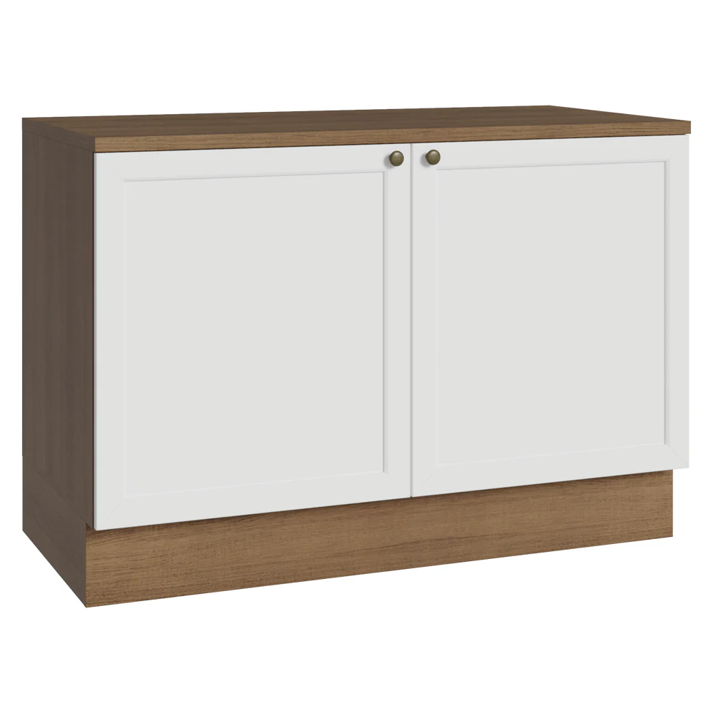Bajo Mesada Cocina 120 cm 2 Puertas (Con Mesada) Marrón/Blanco Vik Madesa