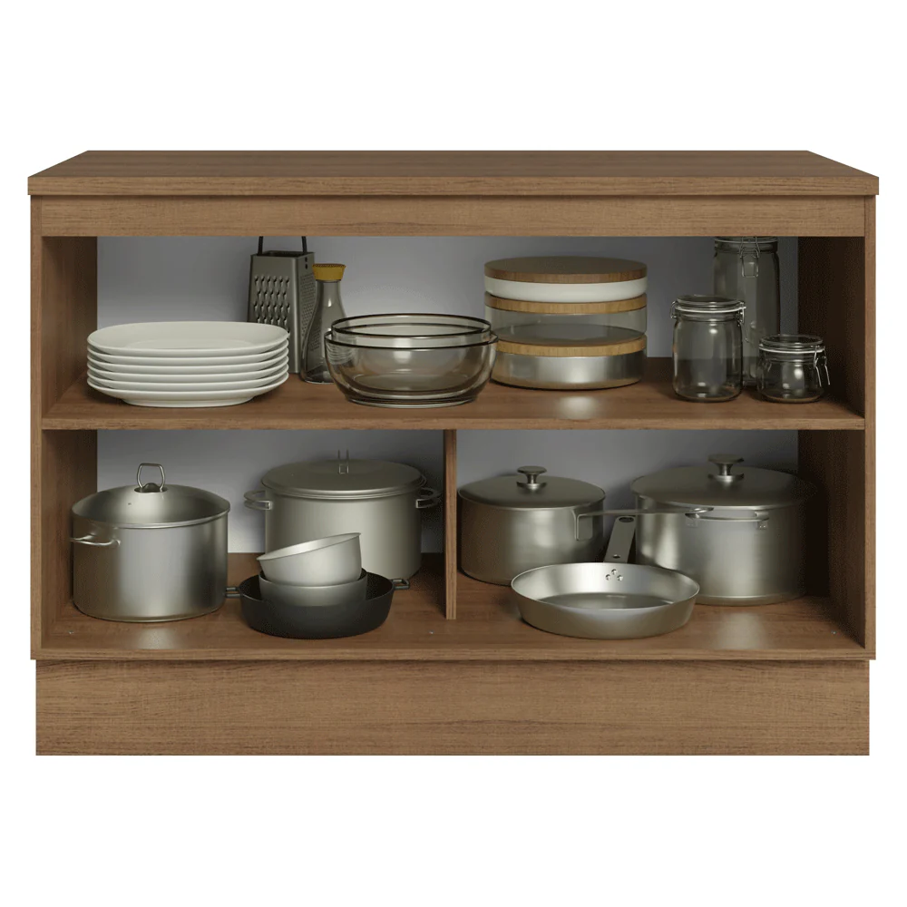 Bajo Mesada Cocina 120 cm 2 Puertas (Con Mesada) Marrón/Blanco Vik Madesa - Image 10