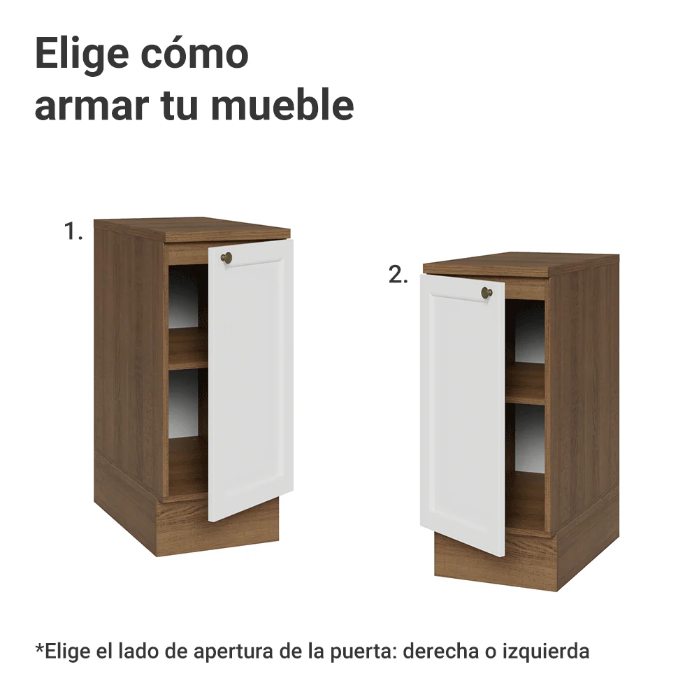 Bajo Mesada de Cocina 35 cm 1 Puerta Marrón/Blanco Vik Madesa - Image 4