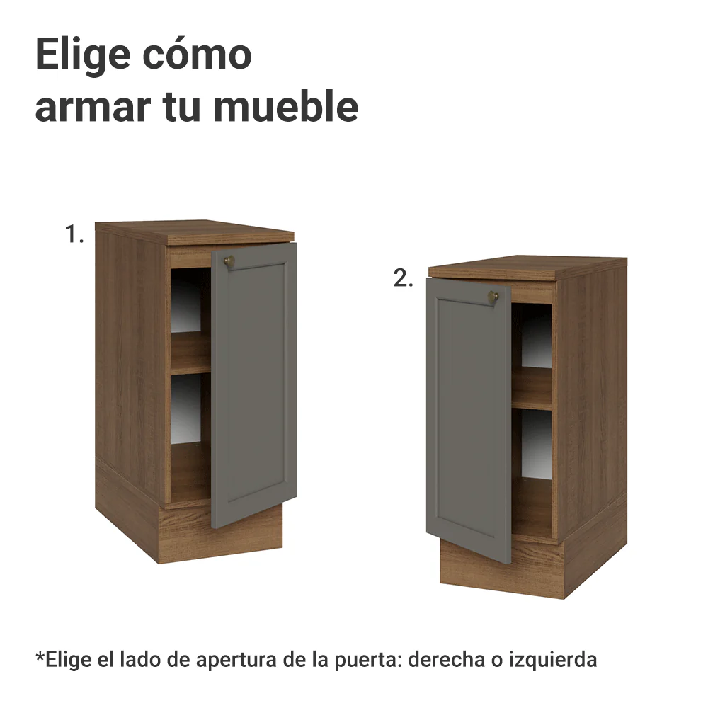 Bajo Mesada de Cocina 35 cm 1 Puerta Marrón/Gris Vik Madesa - Image 4
