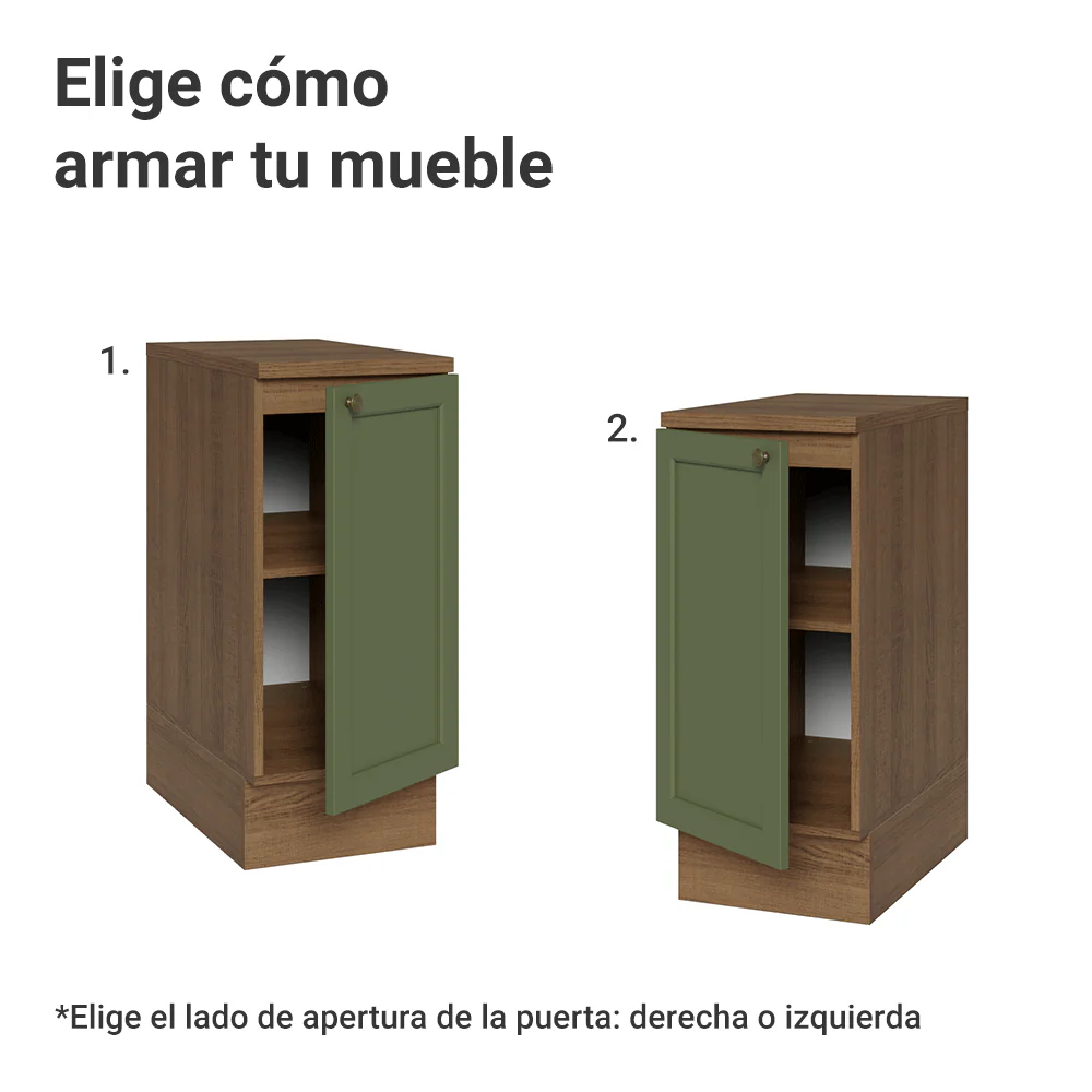 Bajo Mesada de Cocina 35 cm 1 Puerta Marrón/Verde Vik Madesa - Image 4