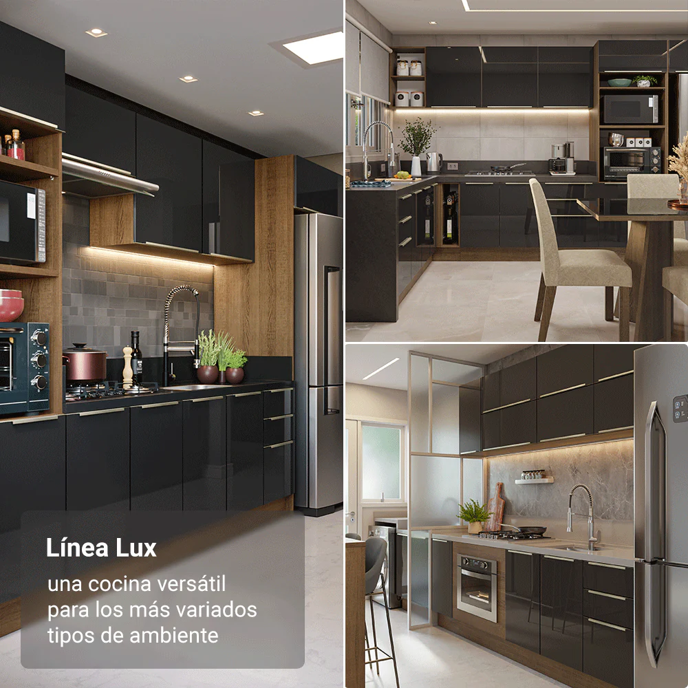 Bajo Mesada de Cocina 35 cm 1 Puerta (Sin Mesada) Marrón/Negro Lux Madesa - Image 6