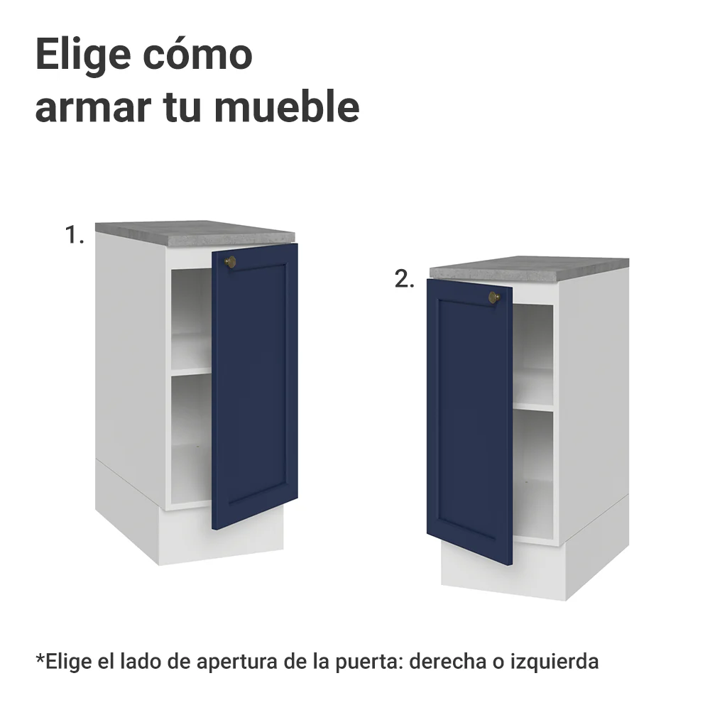 Bajo Mesada de Cocina 35 x 60 cm 1 Puerta (con Mesada) Blanco/Azul Vik Madesa - Image 4