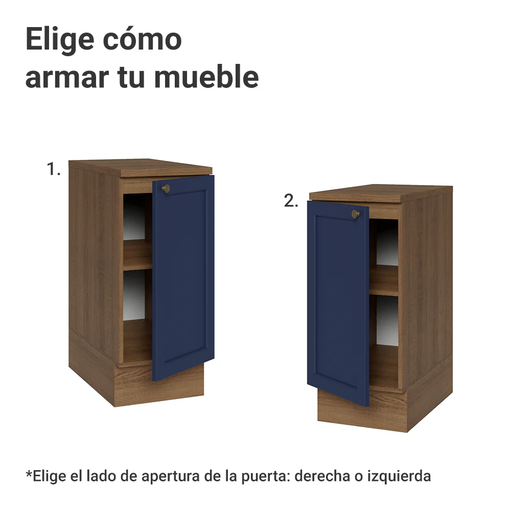 Bajo Mesada de Cocina 35 x 60 cm 1 Puerta (con Mesada) Marrón/Azul Vik Madesa - Image 4