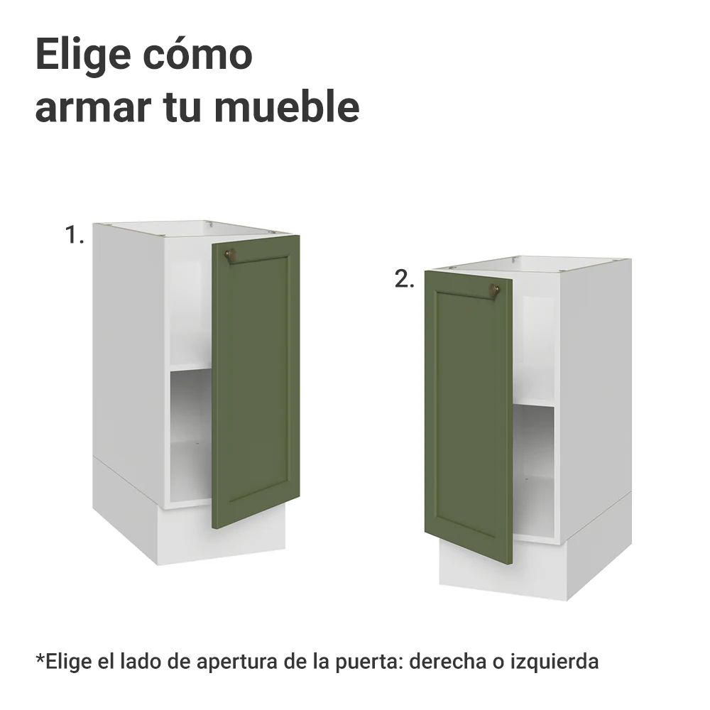 Bajo Mesada de Cocina 35 x 60 cm 1 Puerta (Sin Mesada) Blanco/verde Vik Madesa - Image 4