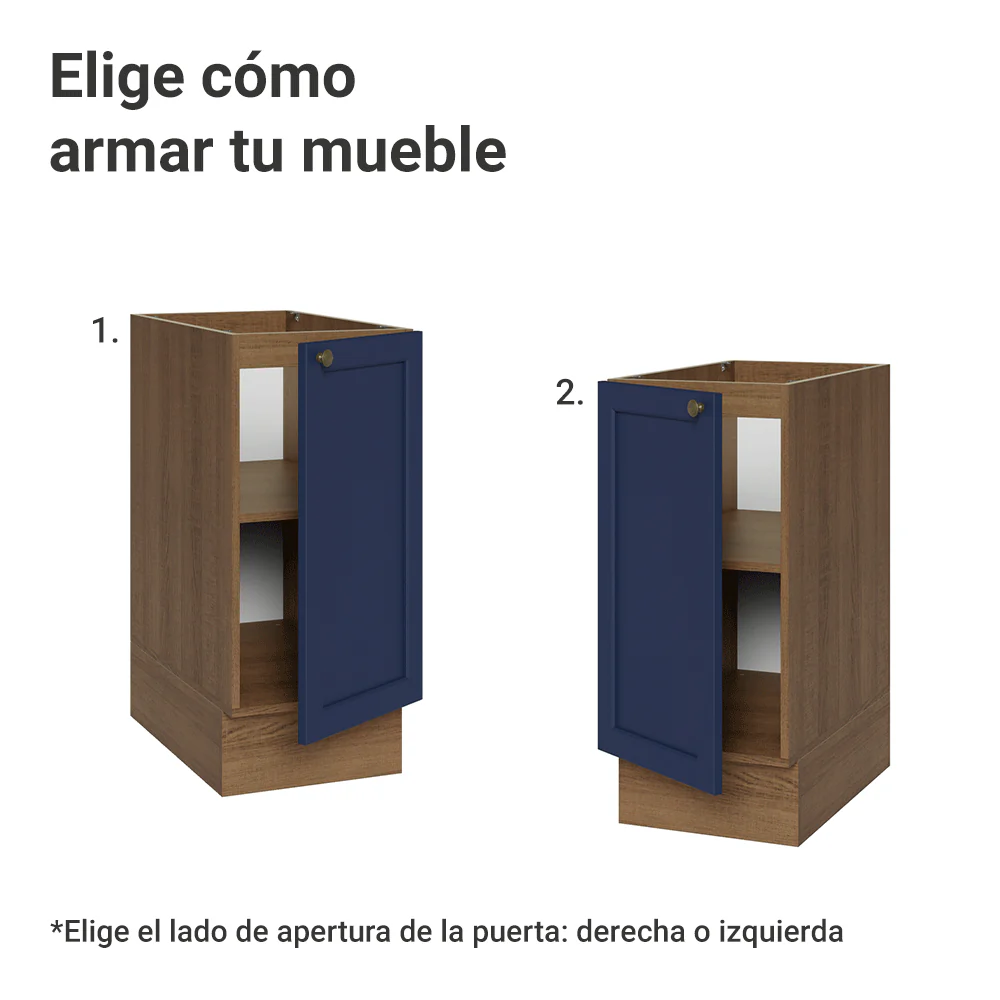 Bajo Mesada de Cocina 35 x 60 cm 1 Puerta (Sin Mesada) Marrón/Azul Vik Madesa - Image 4