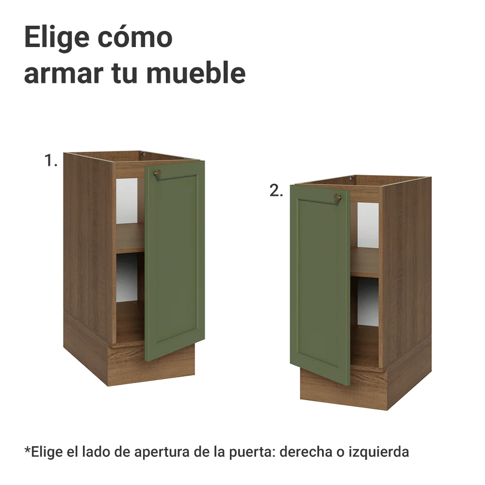 Bajo Mesada de Cocina 35 x 60 cm 1 Puerta (Sin Mesada) Marrón/Verde Vik Madesa - Image 4