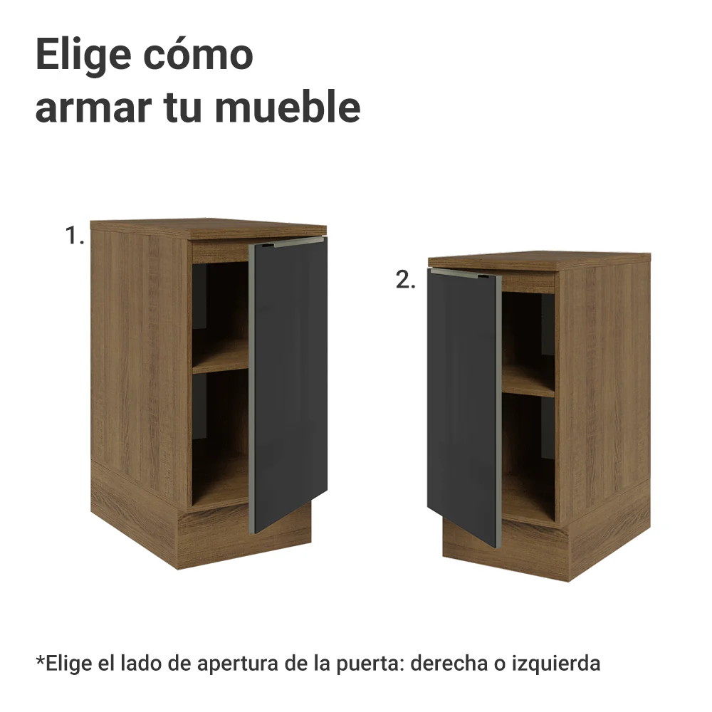 Bajo Mesada de Cocina 40 cm 1 Puerta (Con Mesada) Marrón/Negro Lux Madesa - Image 5