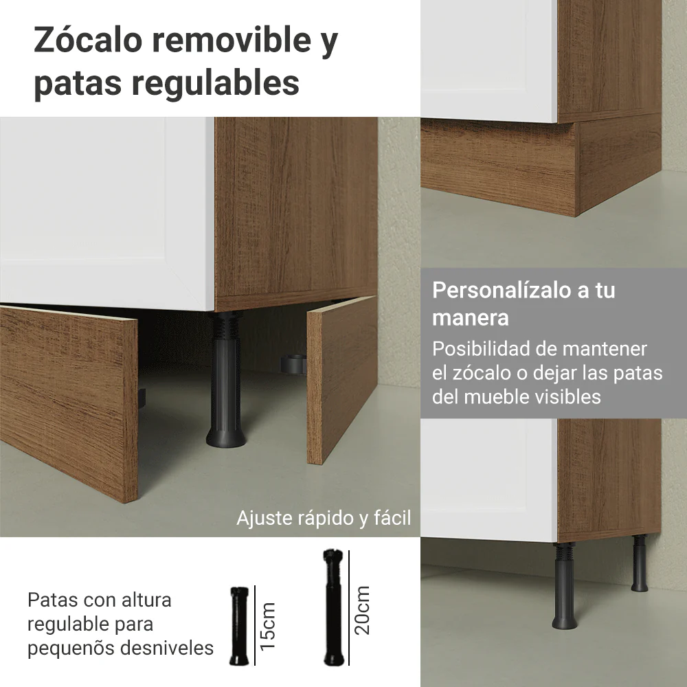 Bajo Mesada de Cocina 40 cm 1 Puerta Marrón/Blanco Vik Madesa - Image 9