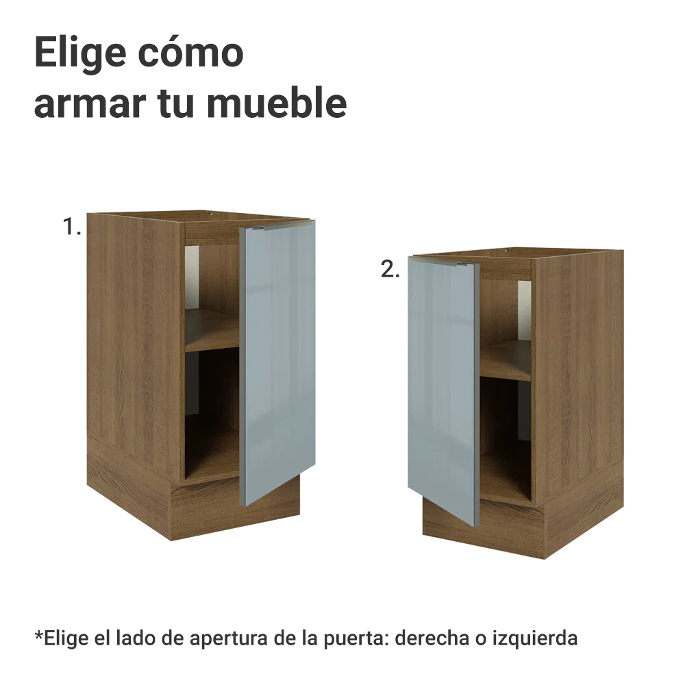 Bajo Mesada de Cocina 40 cm 1 Puerta (Sin Mesada) Marrón/Gris Lux Madesa - Image 5