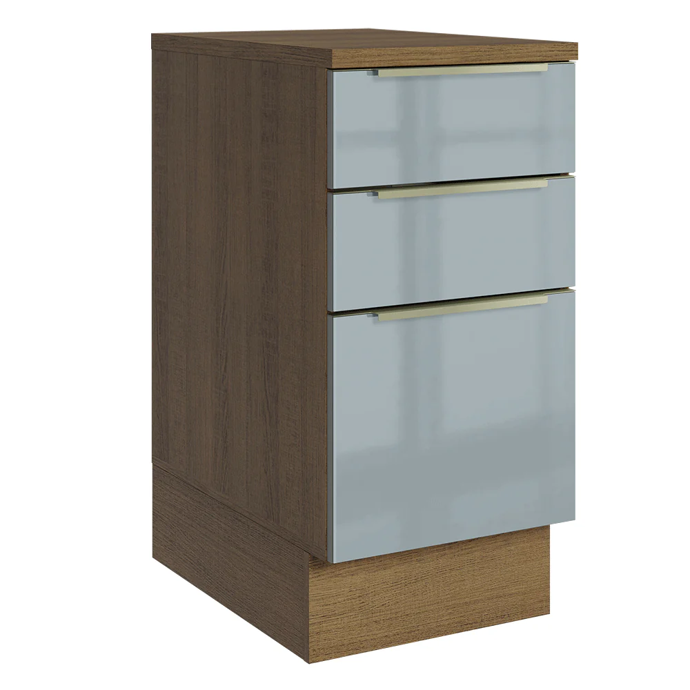 Bajo Mesada de Cocina 40 cm 3 Cajones Marrón/Gris Lux Madesa