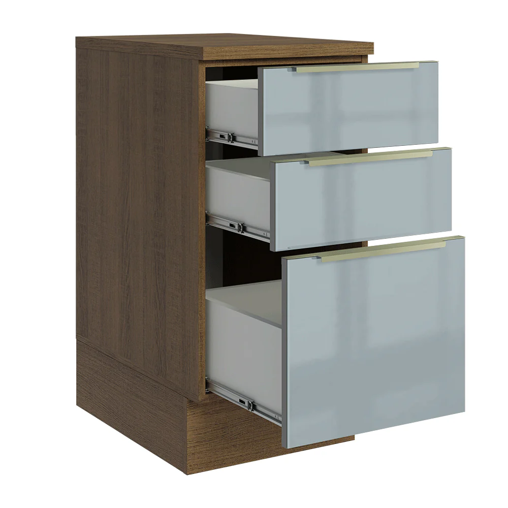 Bajo Mesada de Cocina 40 cm 3 Cajones Marrón/Gris Lux Madesa - Image 4