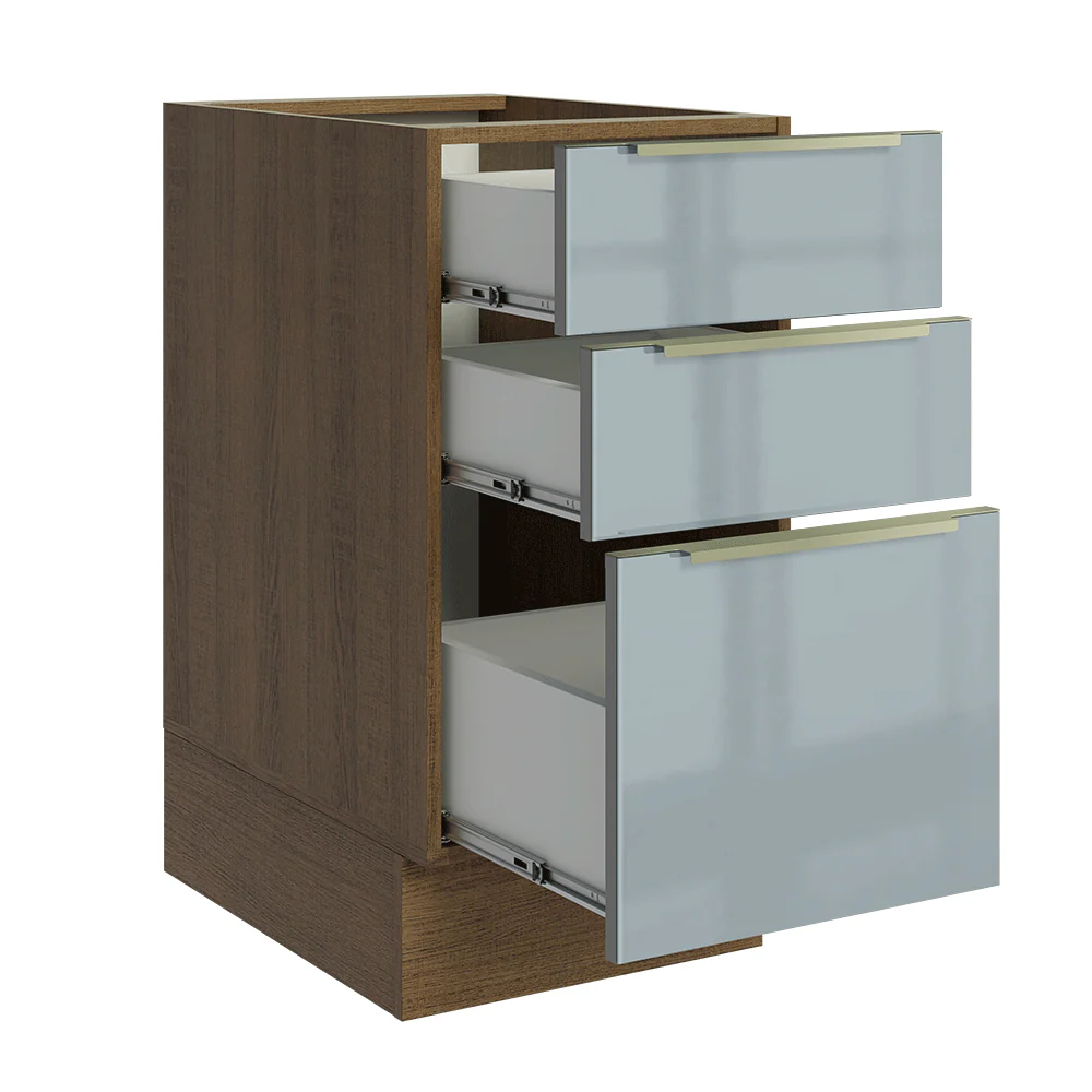 Bajo Mesada de Cocina 40 cm 3 Cajones (Sin Mesada) Marrón/Gris Lux Madesa - Image 4