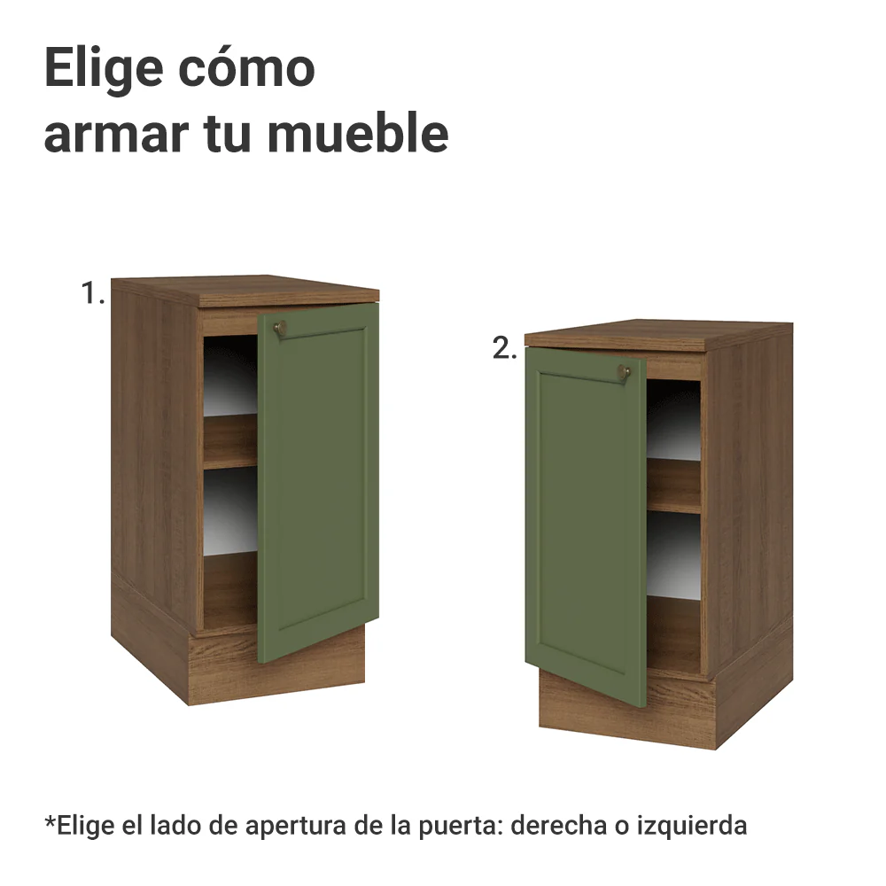 Bajo Mesada de Cocina 40 x 60 cm 1 Puerta (con Mesada) Marrón/Verde Vik Madesa - Image 4
