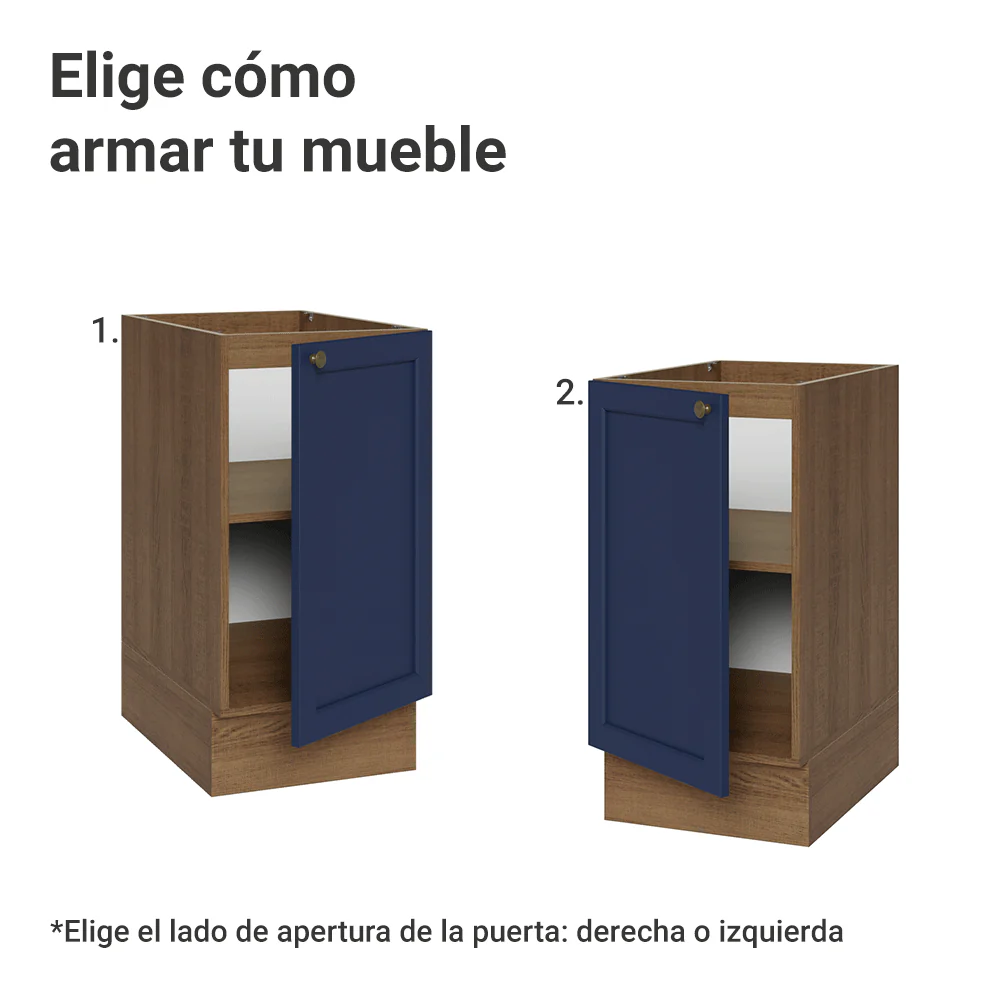 Bajo Mesada de Cocina 40 x 60 cm 1 Puerta (Sin Mesada) Marrón/Azul Vik Madesa - Image 4