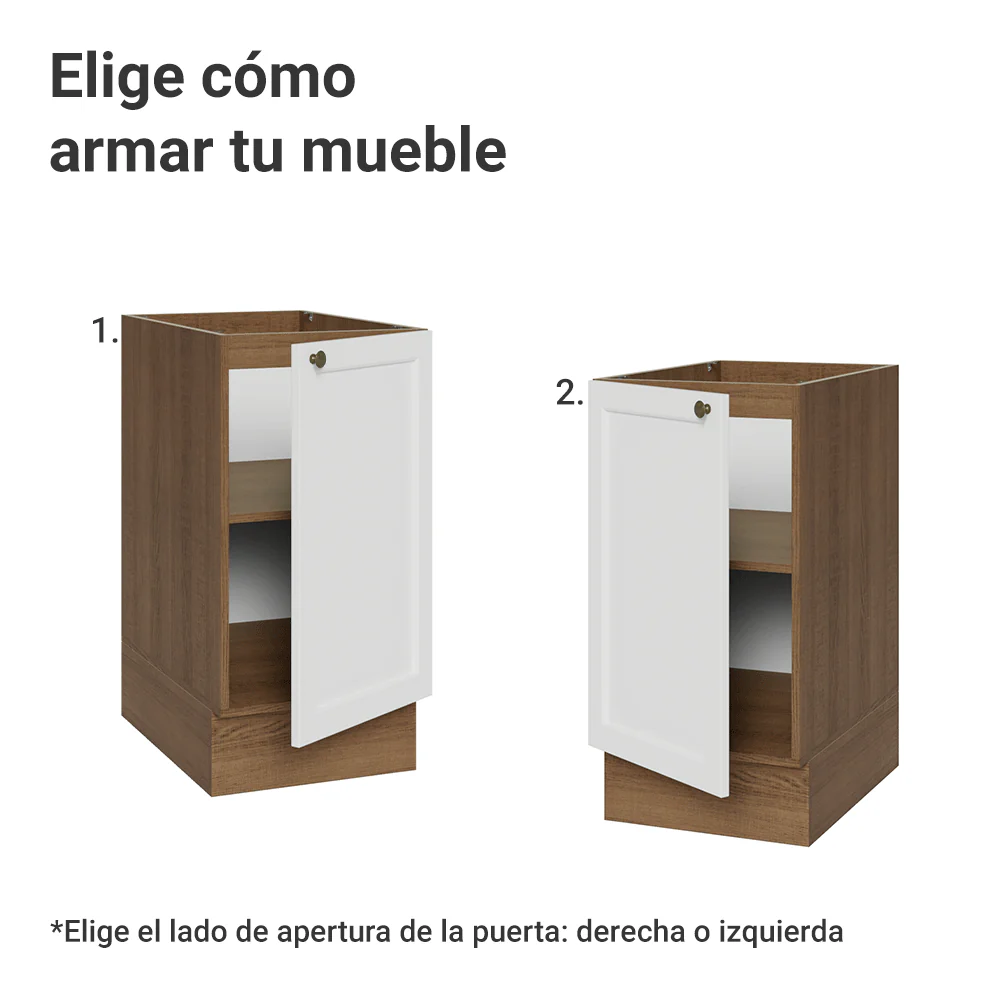 Bajo Mesada de Cocina 40 x 60 cm 1 Puerta (Sin Mesada) Marrón/Blanco Vik Madesa - Image 4