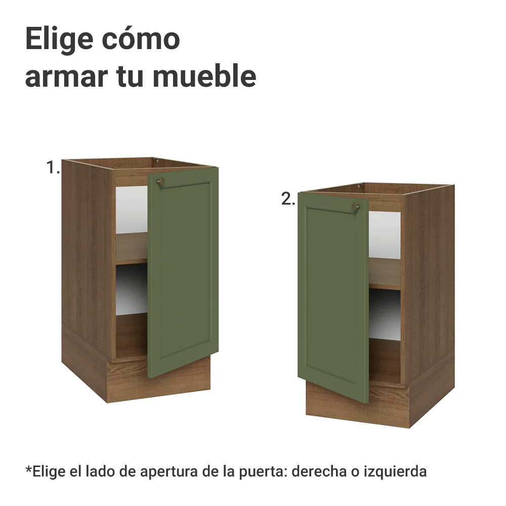 Bajo Mesada de Cocina 40 x 60 cm 1 Puerta (Sin Mesada) Marrón/Verde Vik Madesa - Image 4