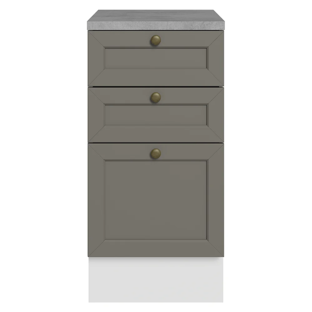 Bajo Mesada de Cocina 40 x 60 cm 3 Cajones (con Mesada) Blanco/Gris Vik Madesa - Image 4
