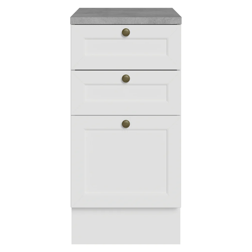 Bajo Mesada de Cocina 40 x 60 cm 3 Cajones (con Mesada) Blanco Vik Madesa - Image 4