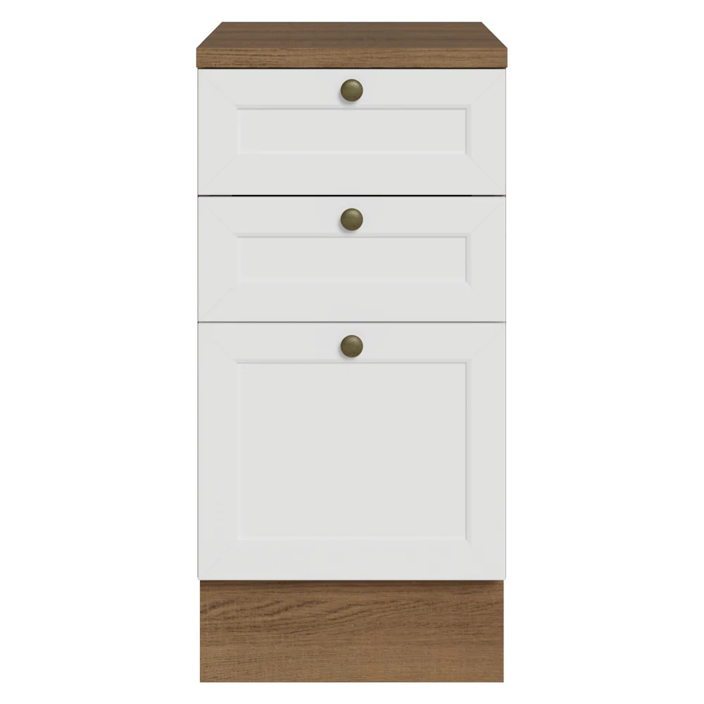 Bajo Mesada de Cocina 40 x 60 cm 3 Cajones (con Mesada) Marrón/Blanco Vik Madesa - Image 4