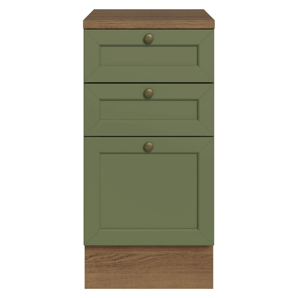 Bajo Mesada de Cocina 40 x 60 cm 3 Cajones (con Mesada) Marrón/Verde Vik Madesa - Image 4