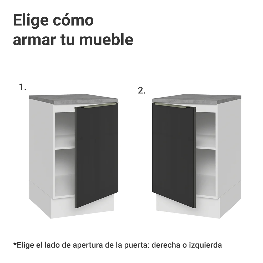 Bajo Mesada de Cocina 50 cm 1 Puerta Blanco/Negro Lux Madesa - Image 4