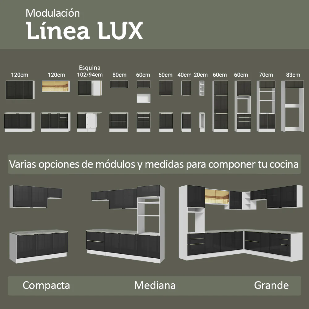 Bajo Mesada de Cocina 50 cm 1 Puerta Blanco/Negro Lux Madesa - Image 9