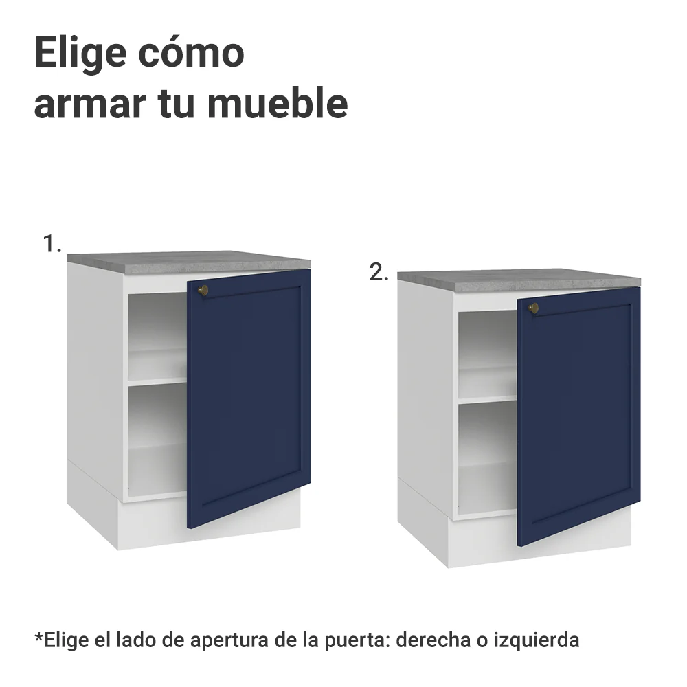 Bajo Mesada de Cocina 60 cm 1 Puerta Blanco/Azul Vik Madesa - Image 4