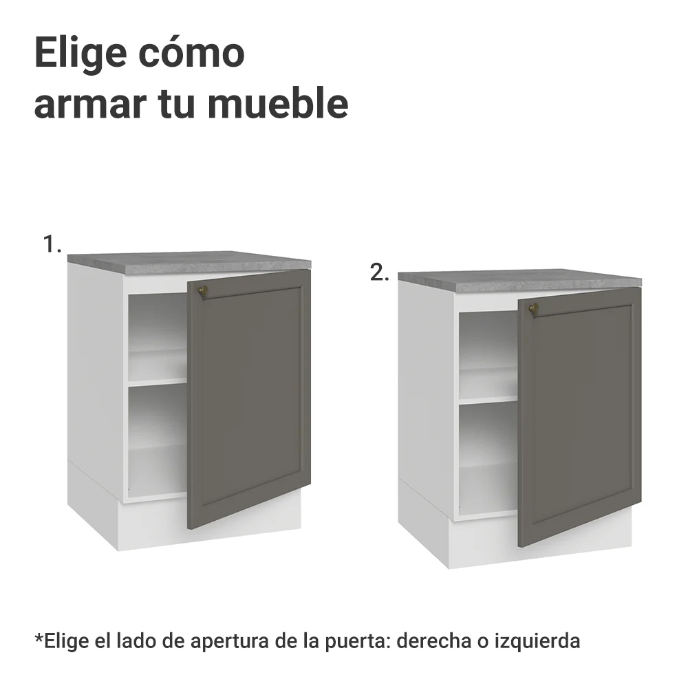 Bajo Mesada de Cocina 60 cm 1 Puerta Blanco/Gris Vik Madesa - Image 4