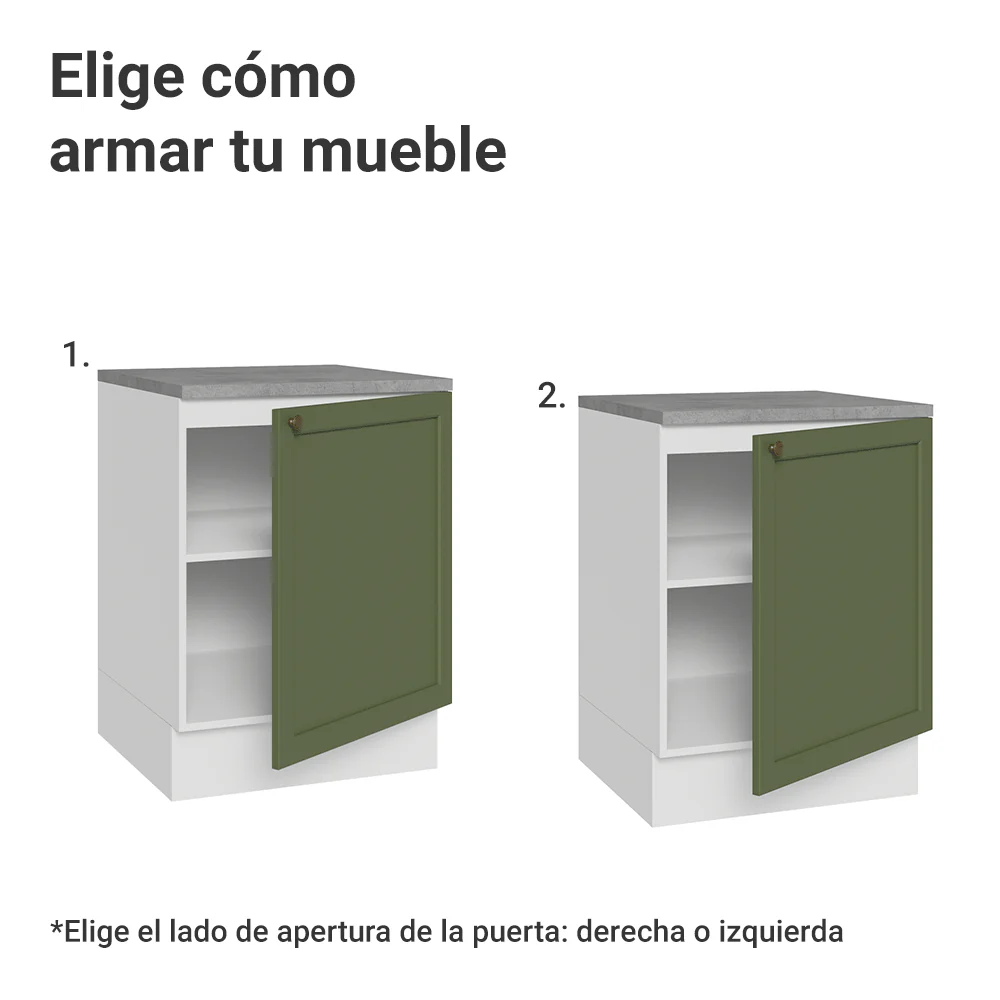 Bajo Mesada de Cocina 60 cm 1 Puerta Blanco/Verde Vik Madesa - Image 4