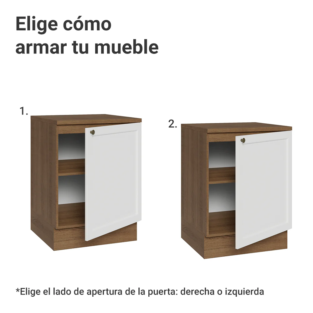 Bajo Mesada de Cocina 60 cm 1 Puerta Marrón/Blanco Vik Madesa - Image 4