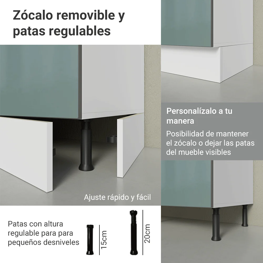 Bajo Mesada de Cocina 60 cm 1 Puerta (Sin Mesada) Blanco/Gris Lux Madesa - Image 7