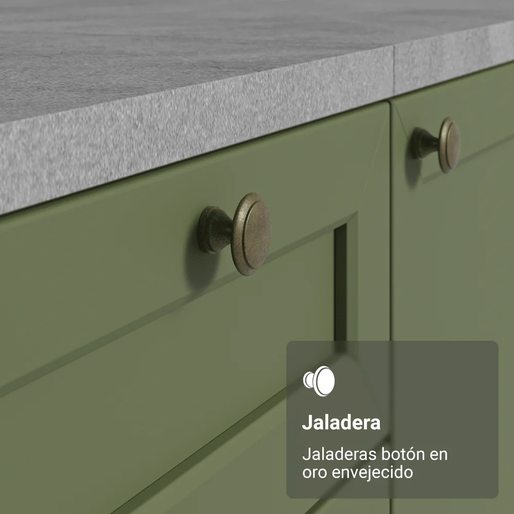 Bajo Mesada de Cocina 60 x 60 cm 1 Puerta (con Mesada) Blanco/Verde Vik Madesa - Image 6
