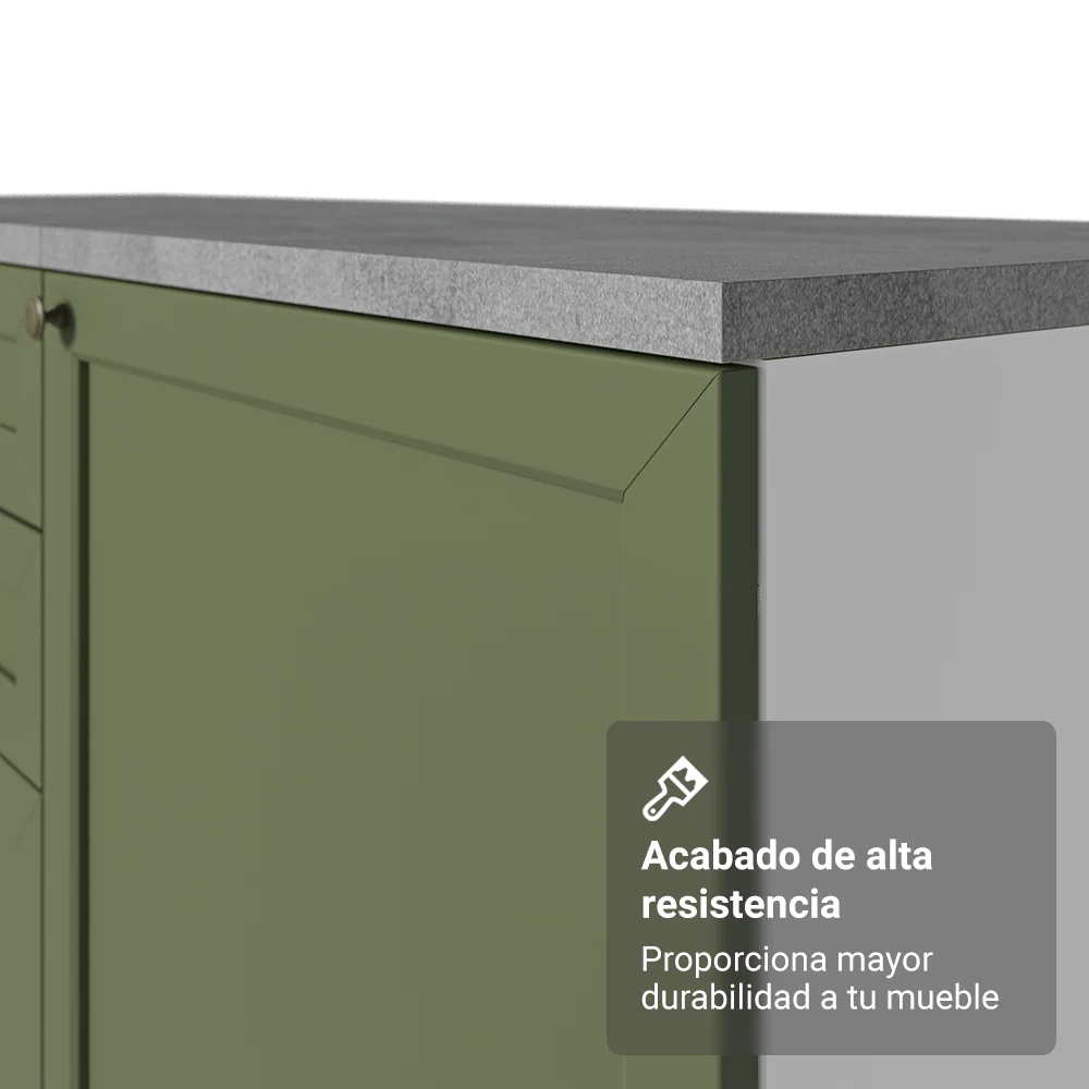 Bajo Mesada de Cocina 60 x 60 cm 1 Puerta (con Mesada) Blanco/Verde Vik Madesa - Image 8