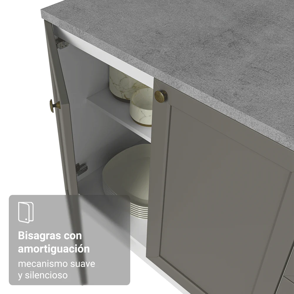 Bajo Mesada de Cocina 60 x 60 cm 1 Puerta (Sin Mesada) Blanco/Gris Vik Madesa - Image 7