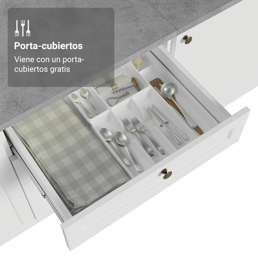 Bajo Mesada de Cocina 60 x 60 cm 3 Cajones (Sin Mesada) Blanco Vik Madesa - Image 8