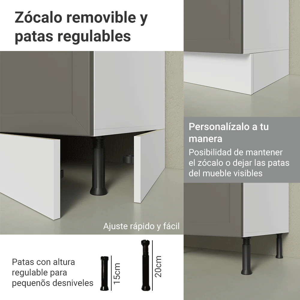 Bajo Mesada de Cocina 70 cm 2 Puertas Blanco/Gris Vik Madesa - Image 8
