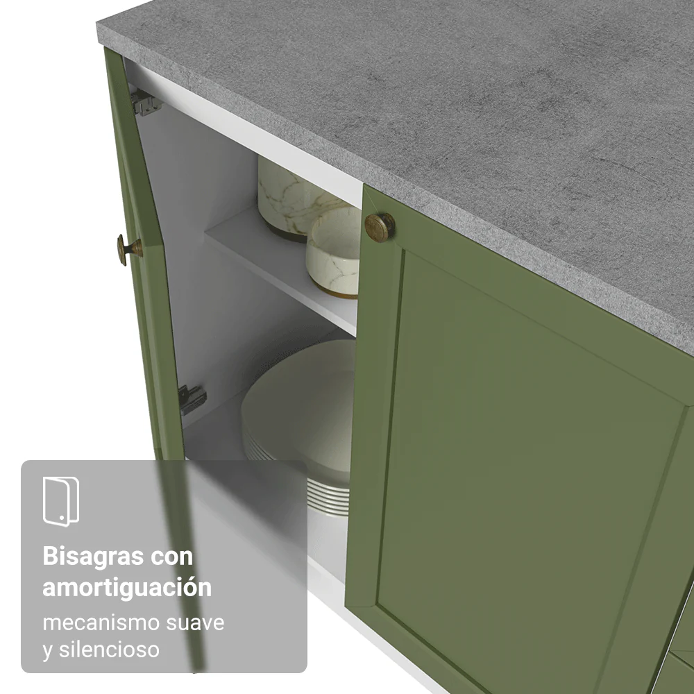 Bajo Mesada de Cocina 70 cm 2 Puertas Blanco/Verde Vik Madesa - Image 7