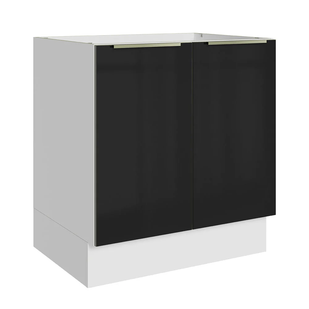 Bajo Mesada de Cocina 70 cm 2 Puetas (Sin Mesada) Blanco/Negro Lux Madesa