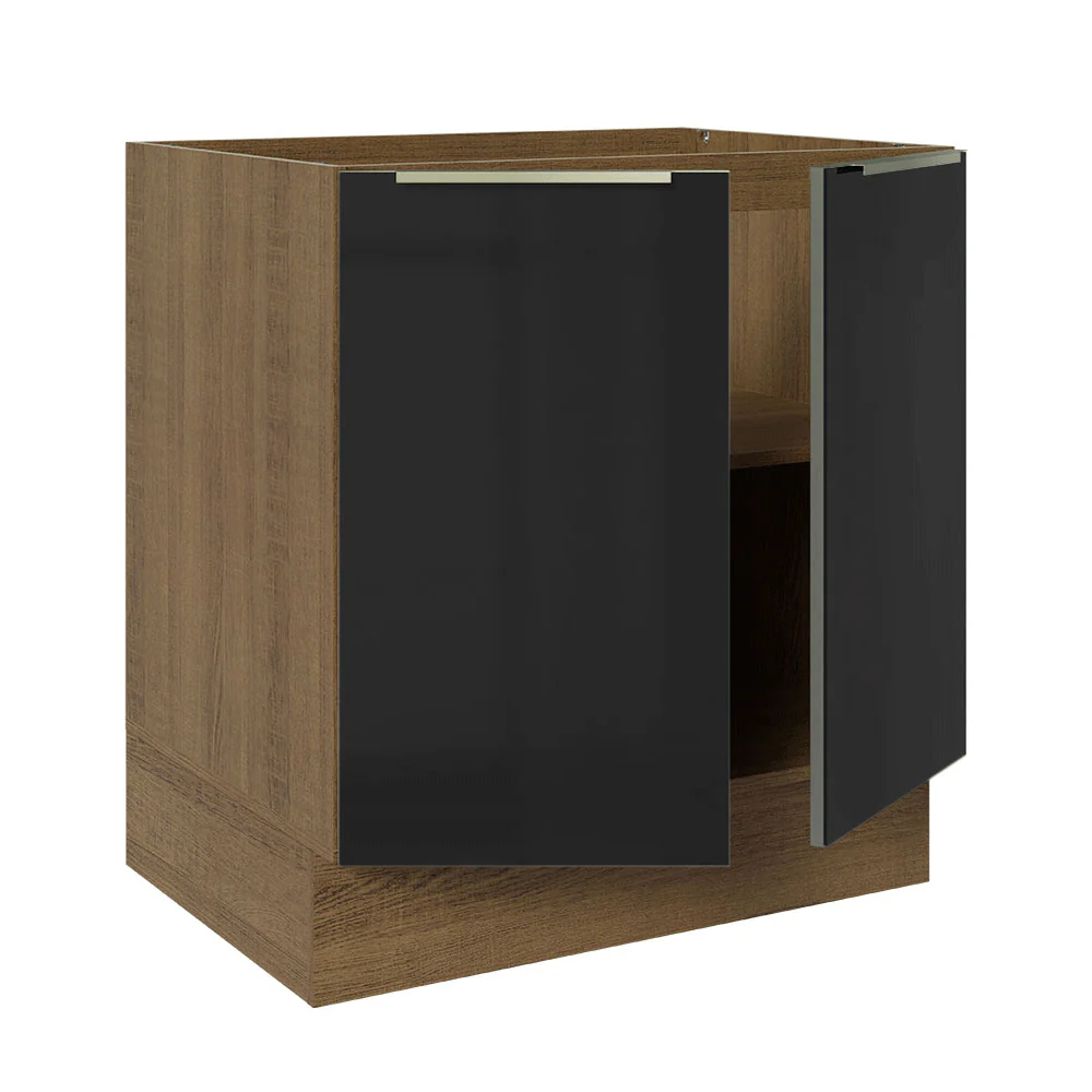 Bajo Mesada de Cocina 70 cm 2 Puetas (Sin Mesada) Marrón/Negro Lux Madesa - Image 5