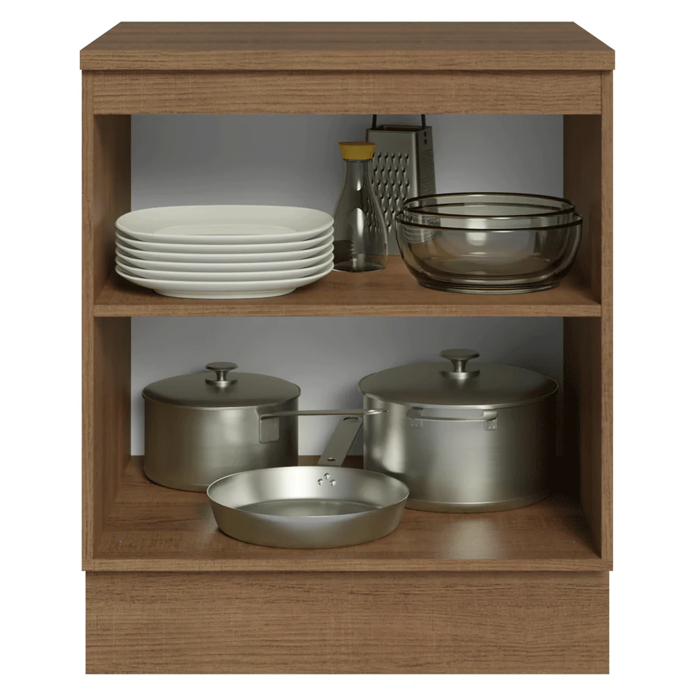 Bajo Mesada de Cocina 70 x 60 cm 2 Puertas (con Mesada) Marrón/Blanco Vik Madesa - Image 4