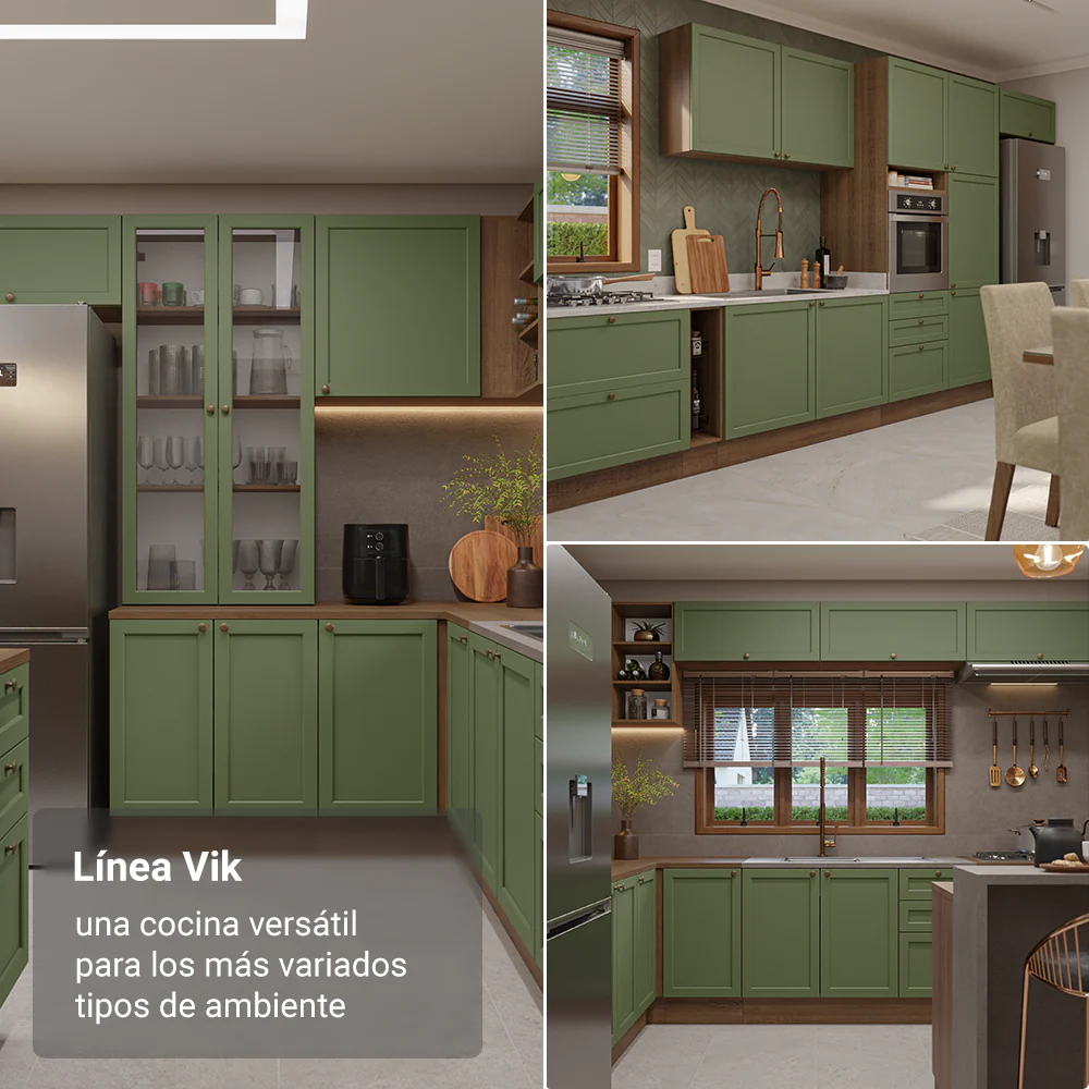 Bajo Mesada de Cocina 70 x 60 cm 2 Puertas (con Mesada) Marrón/Verde Vik Madesa - Image 5