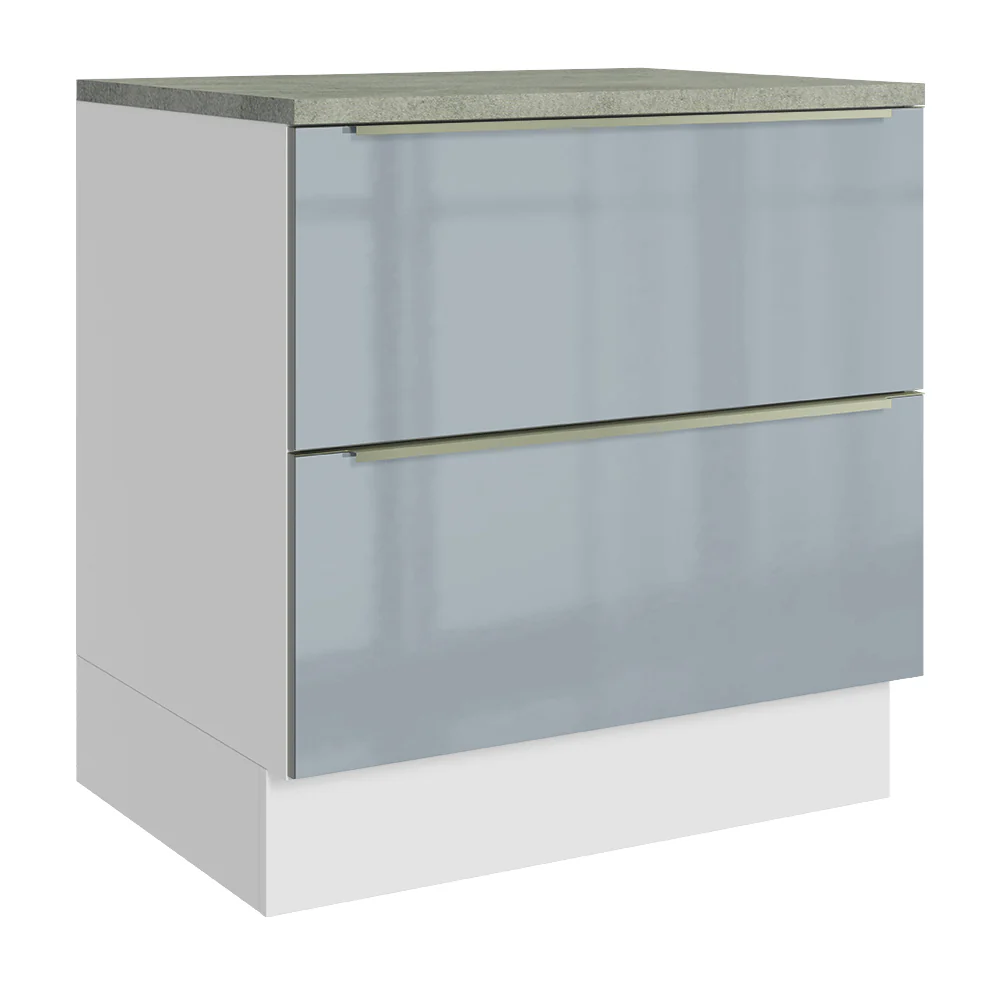 Bajo Mesada de Cocina 80 cm 2 Cajones Blanco/Gris Lux Madesa