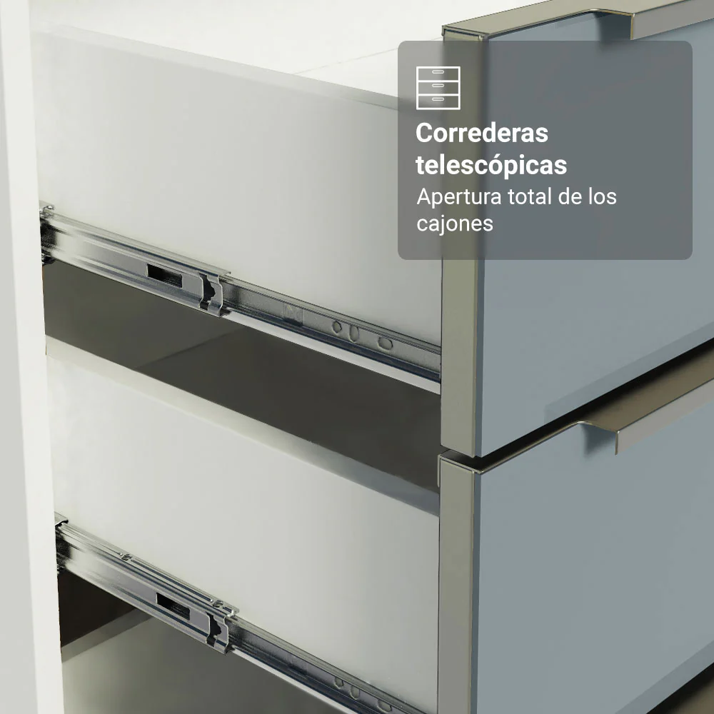 Bajo Mesada de Cocina 80 cm 2 Cajones Blanco/Gris Lux Madesa - Image 4
