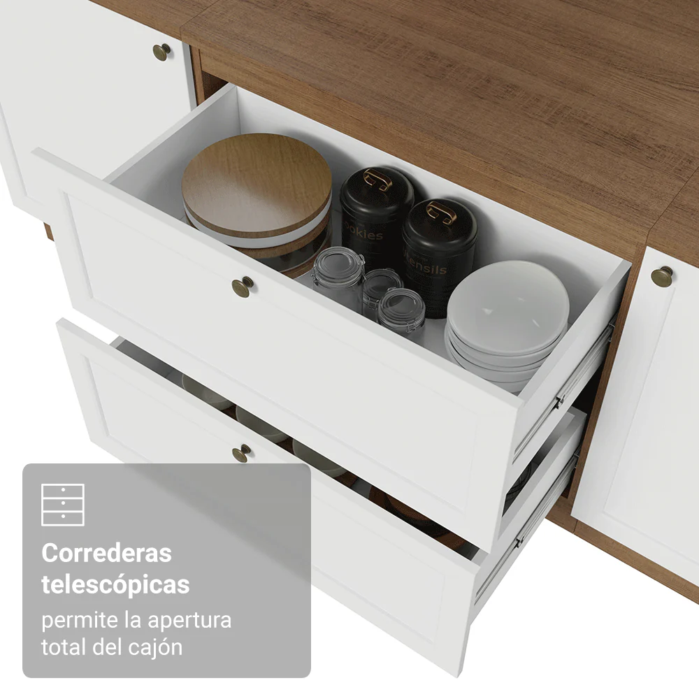 Bajo Mesada de Cocina 80 cm 2 Cajones Marrón/Blanco Vik Madesa - Image 6
