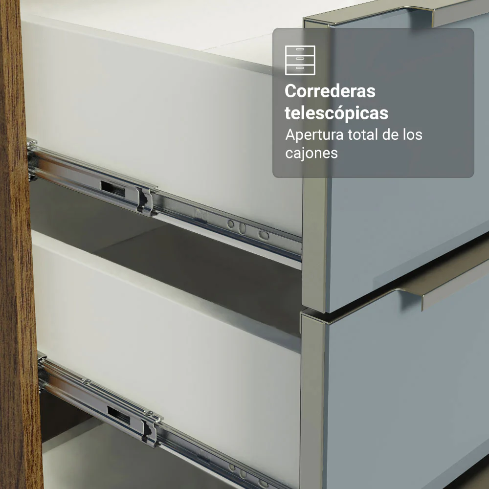 Bajo Mesada de Cocina 80 cm 2 Cajones (Sin Mesada) Marrón/Gris Lux Madesa - Image 6