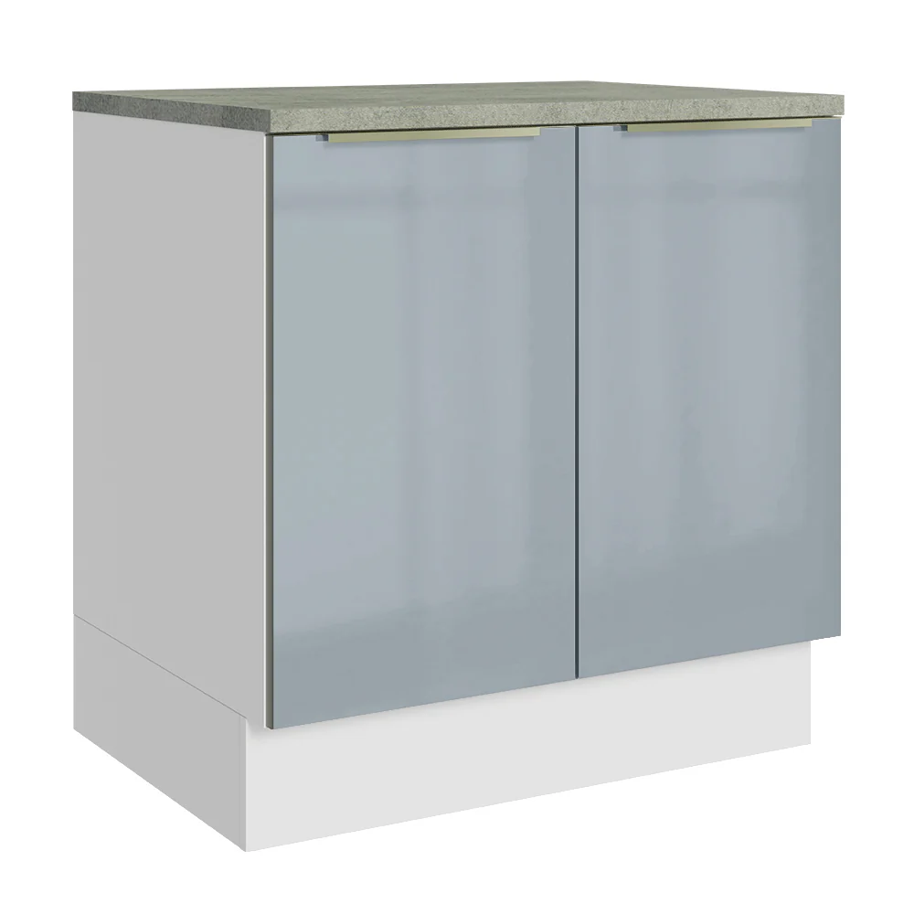 Bajo Mesada de Cocina 80 cm 2 Puetas Blanco/Gris Lux Madesa