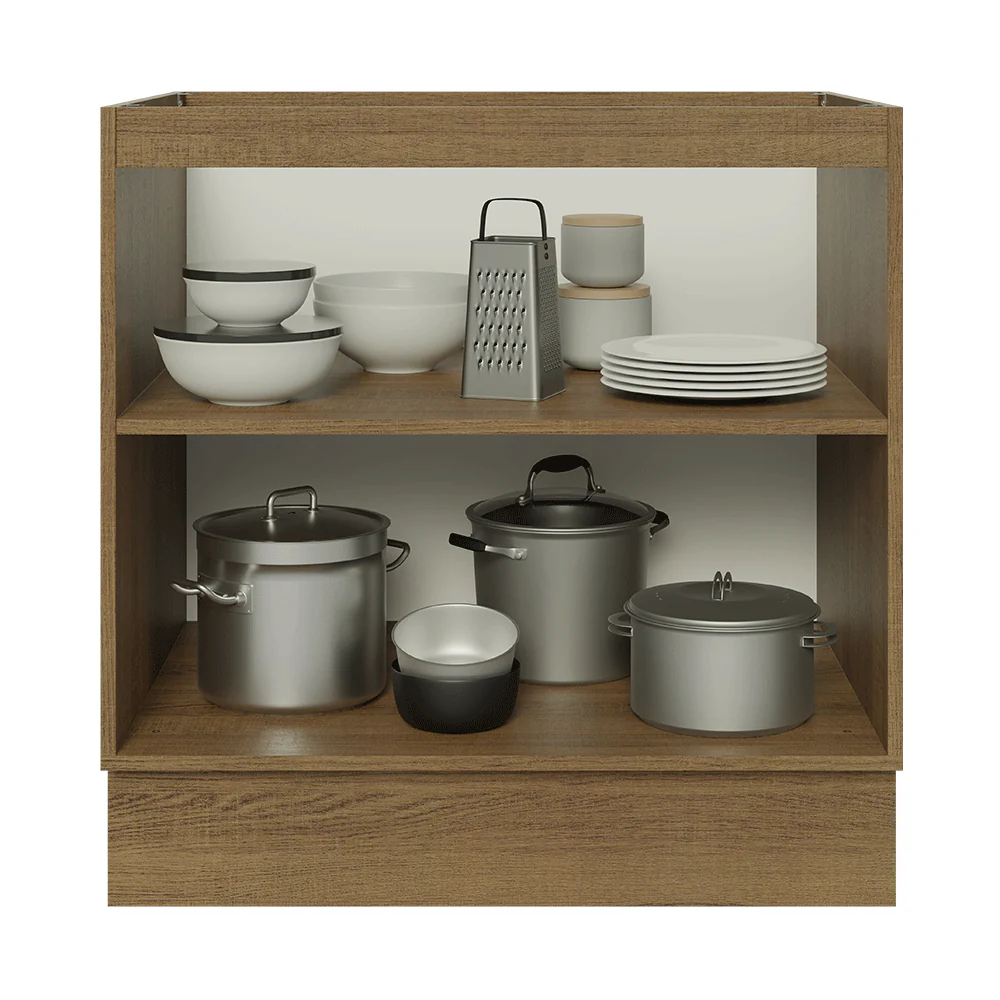 Bajo Mesada de Cocina 80 cm 2 Puetas (Sin Mesada) Marrón/Negro Lux Madesa - Image 4