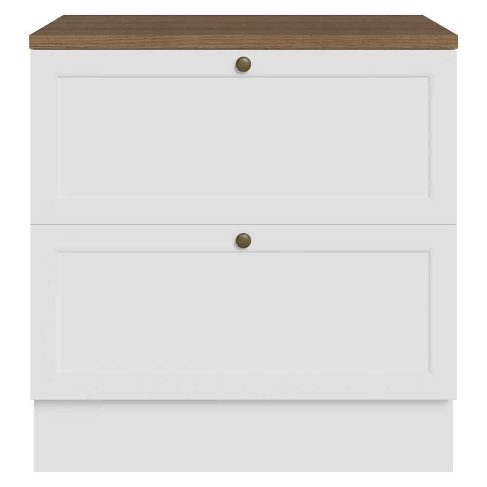 Bajo Mesada de Cocina 80 x 60 cm 2 Cajones (con Mesada) Blanco/Marrón Vik Madesa - Image 9