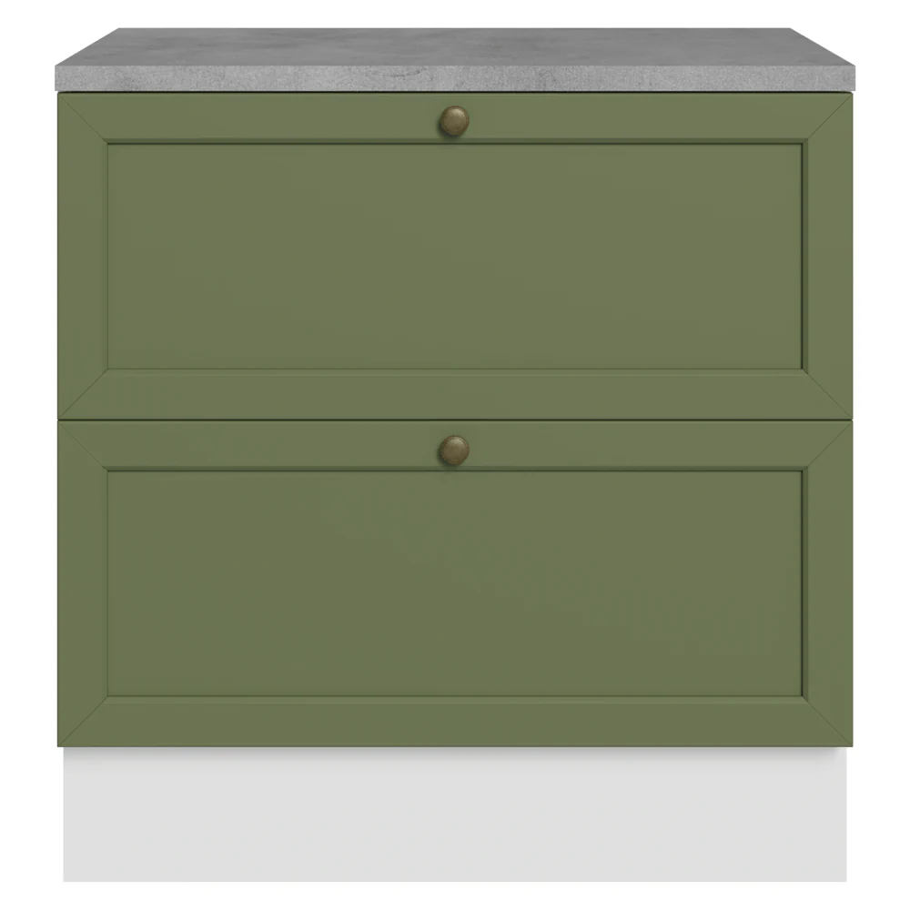 Bajo Mesada de Cocina 80 x 60 cm 2 Cajones (con Mesada) Blanco/Verde Vik Madesa - Image 10